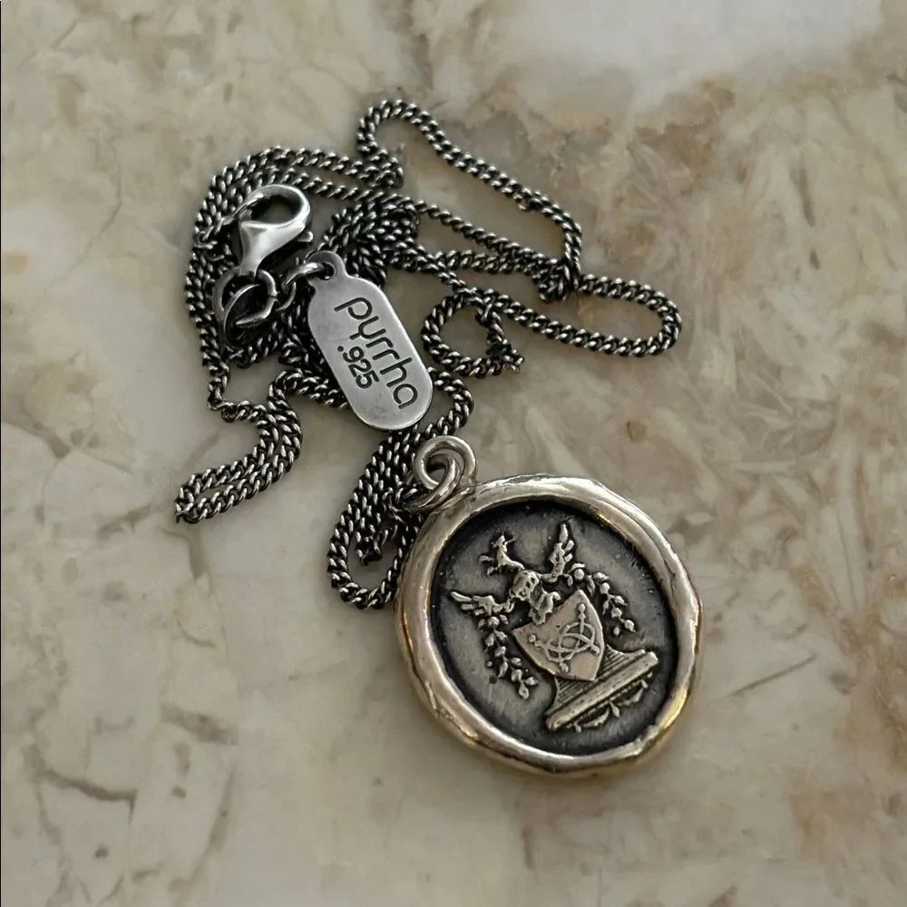 Rare Pyrrha Strength & Unity Sterling Silver Talisman Necklace 18” Chain